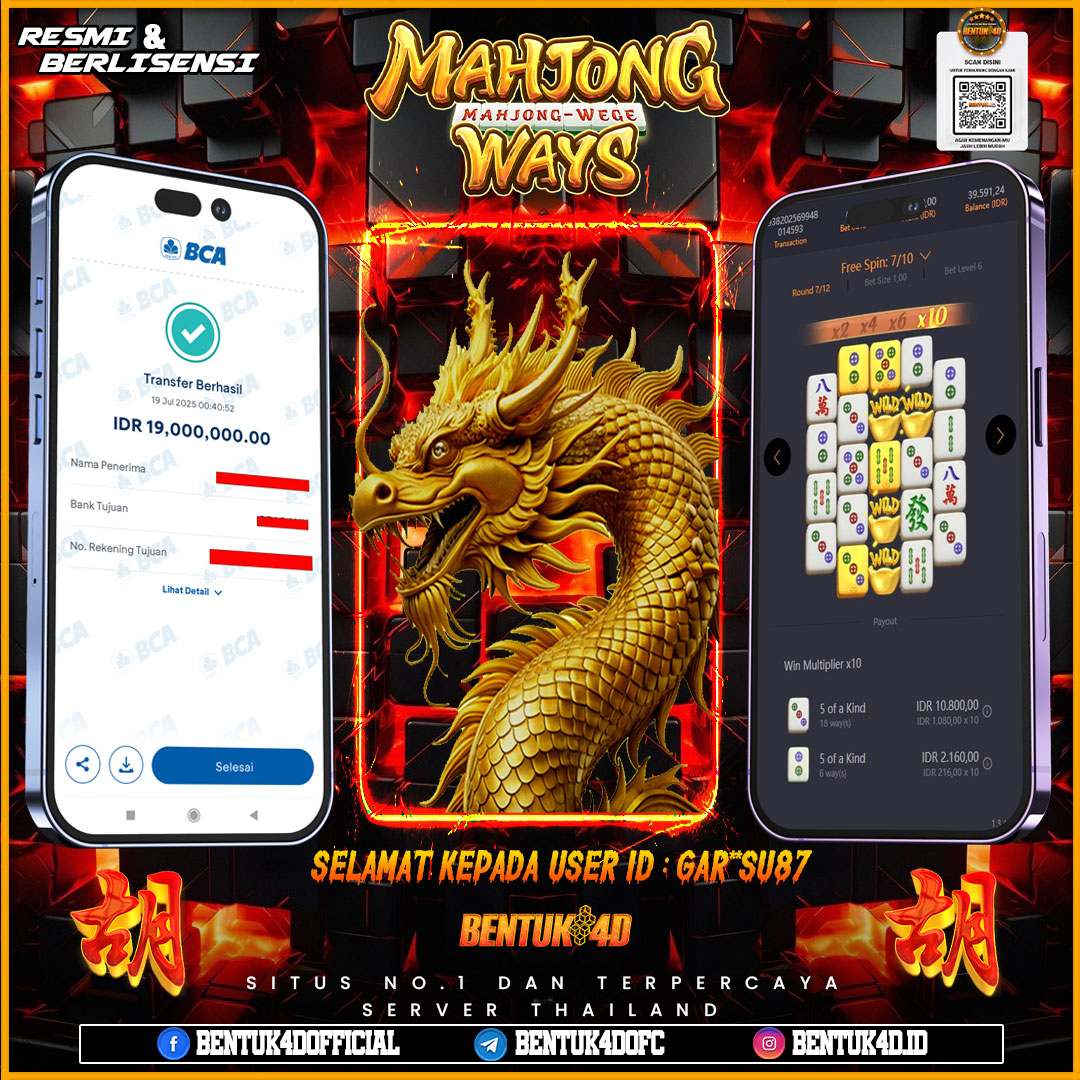 SELAMAT KEPADA USER ID : GAR**SU87 WD PAUS SEBESAR Rp 19,000,000,- BUKTIKAN LANGSUNG BOSKU MAIN DI BENTUK4D !! LANGSUNG DI KASI MAXWIN !!!