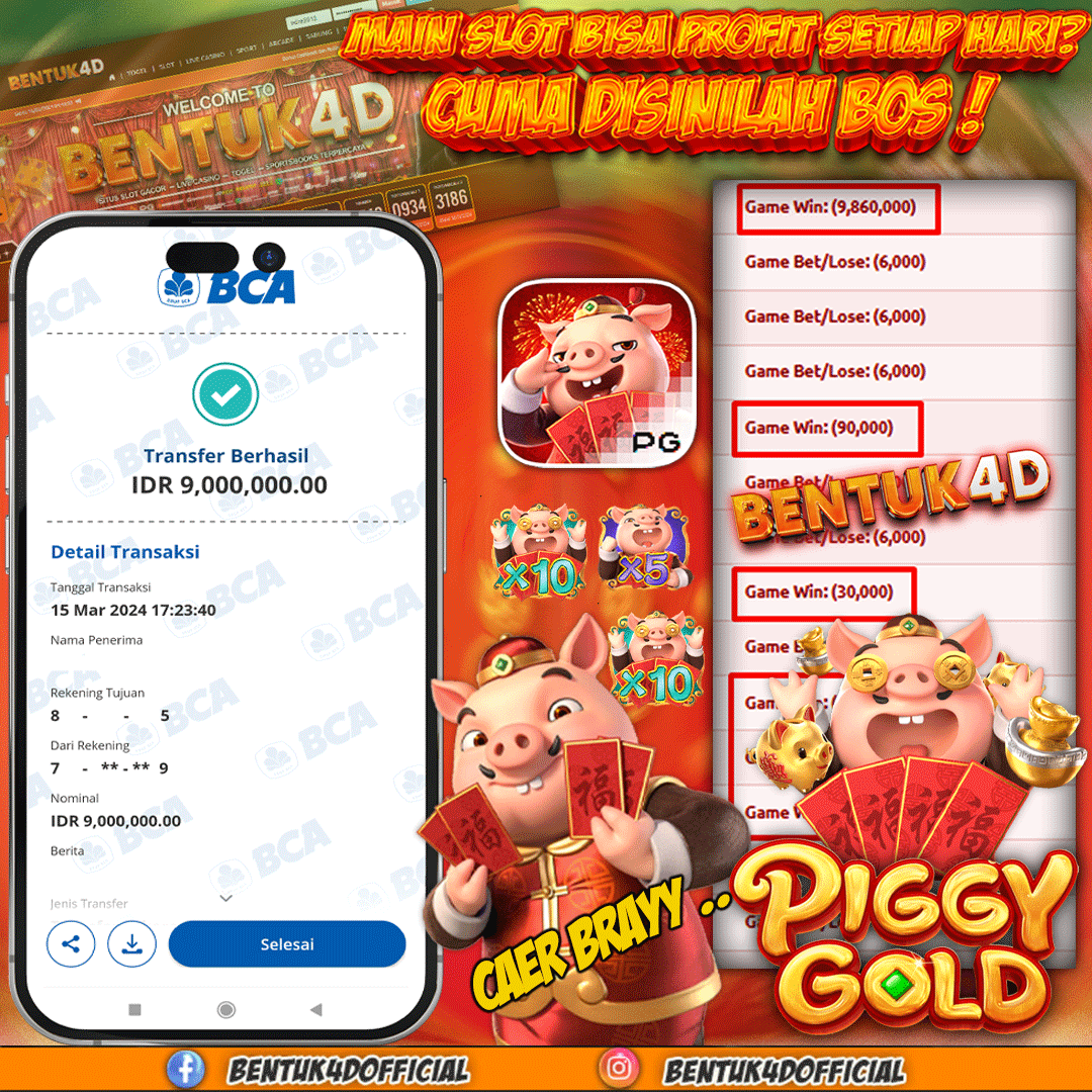 BENTUK4D JACKPOT SLOT PIGGY GOLD Rp9.000.000,- LUNAS