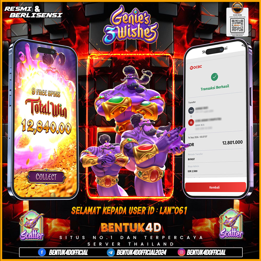 SELAMAT KEPADA USER ID : LAN**061 ATAS KEMENANGAN DI BENTUK4D YA BOSKU !!! MASI RAGU UNTUK MAIN DISINI BOSKU!! KEMENANGAN BOSKU SUDAH PASTI HANYA DI BENTUK4D BOSKU!!!