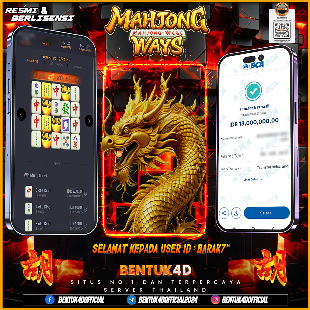 JANUARY NII BOSSS YAKIN GAK COBA BERMAIN DI BENTUK4D !!! SELAMAT KEPADA USER ID : BARAK7** ATAS KEMENANGAN  Rp13,000,000,- JUTA DI BENTUK4D !!! SENSASI BARU DI BENTUK4D BOSKU !! 