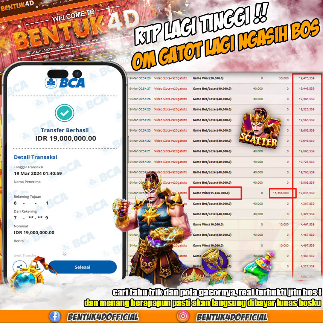 RTP OM GATOT GA ADA OBAT, Rp19,000,000,- PECAH DI BENTUK4D
