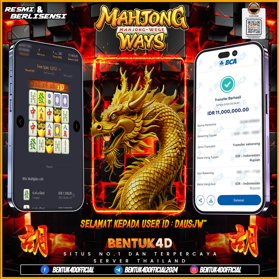 SELAMAT KEPADA USER ID : DAUSJW** ATAS KEMENANGAN Rp11,000,000,- JUTA NYA DI BENTUK4D YA BOSKU !!!! MELEDAK JEDERR JEDERR !! BENTUK4D NI BOSKU BUKAN SEDOT WC!!!!