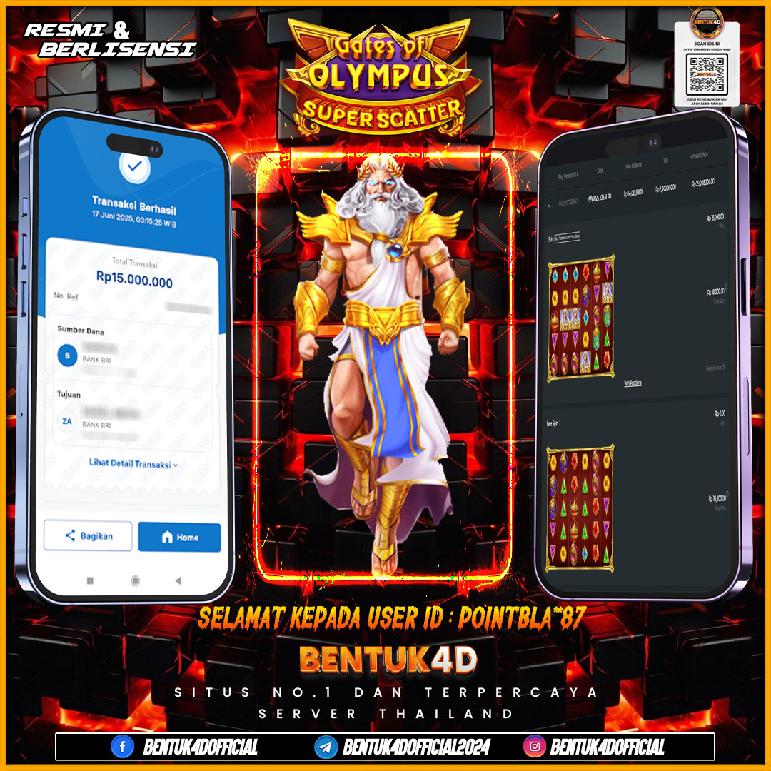 SELAMAT KEPADA USER ID : POINTBLA**87 WD PAUS SEBESAR  Rp 15,000,000,- BUKTIKAN LANGSUNG BOSKU MAIN DI BENTUK4D !! LANGSUNG DI KASI MAXWIN !!!