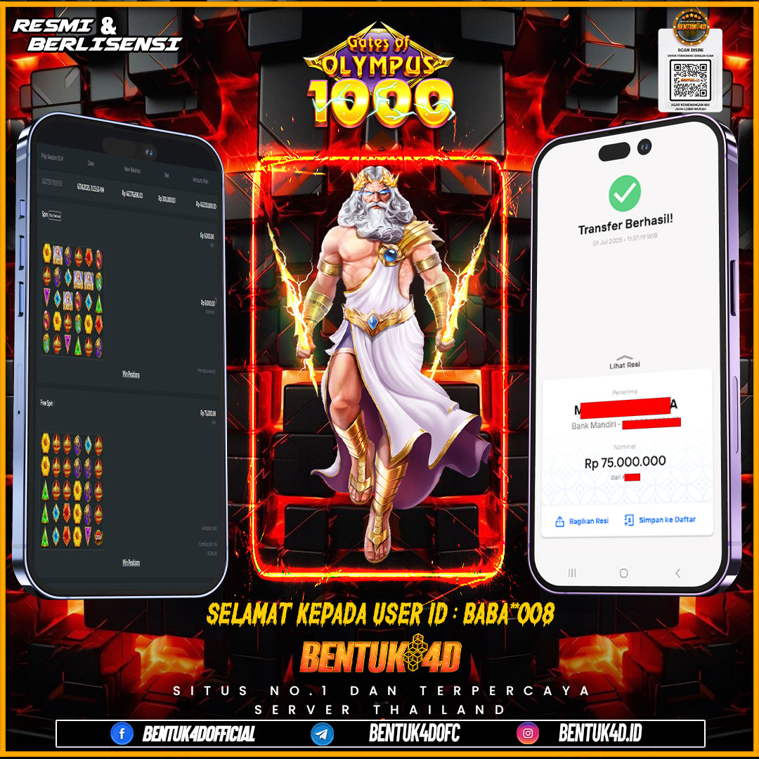 SELAMAT KEPADA USER ID : BABA**008 WD PAUS SEBESAR Rp 75,000,000,- BUKTIKAN LANGSUNG BOSKU MAIN DI BENTUK4D !! LANGSUNG DI KASI MAXWIN !!!