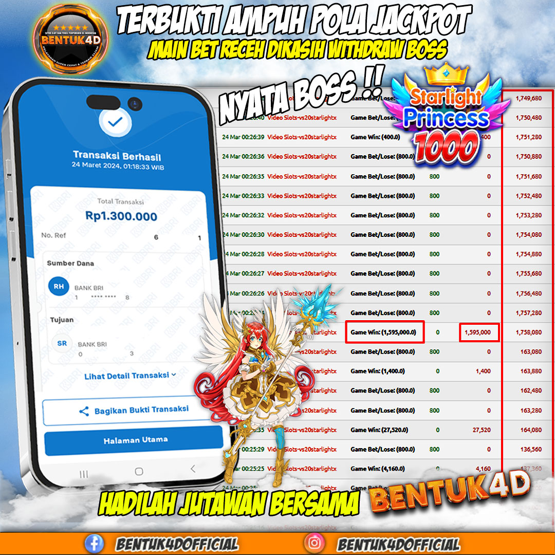 SUBUH SUBUH GANDAIN DUIT DI STARLIGHT PRINCESS BENTUK4D Rp1,300,000,- LUNAS