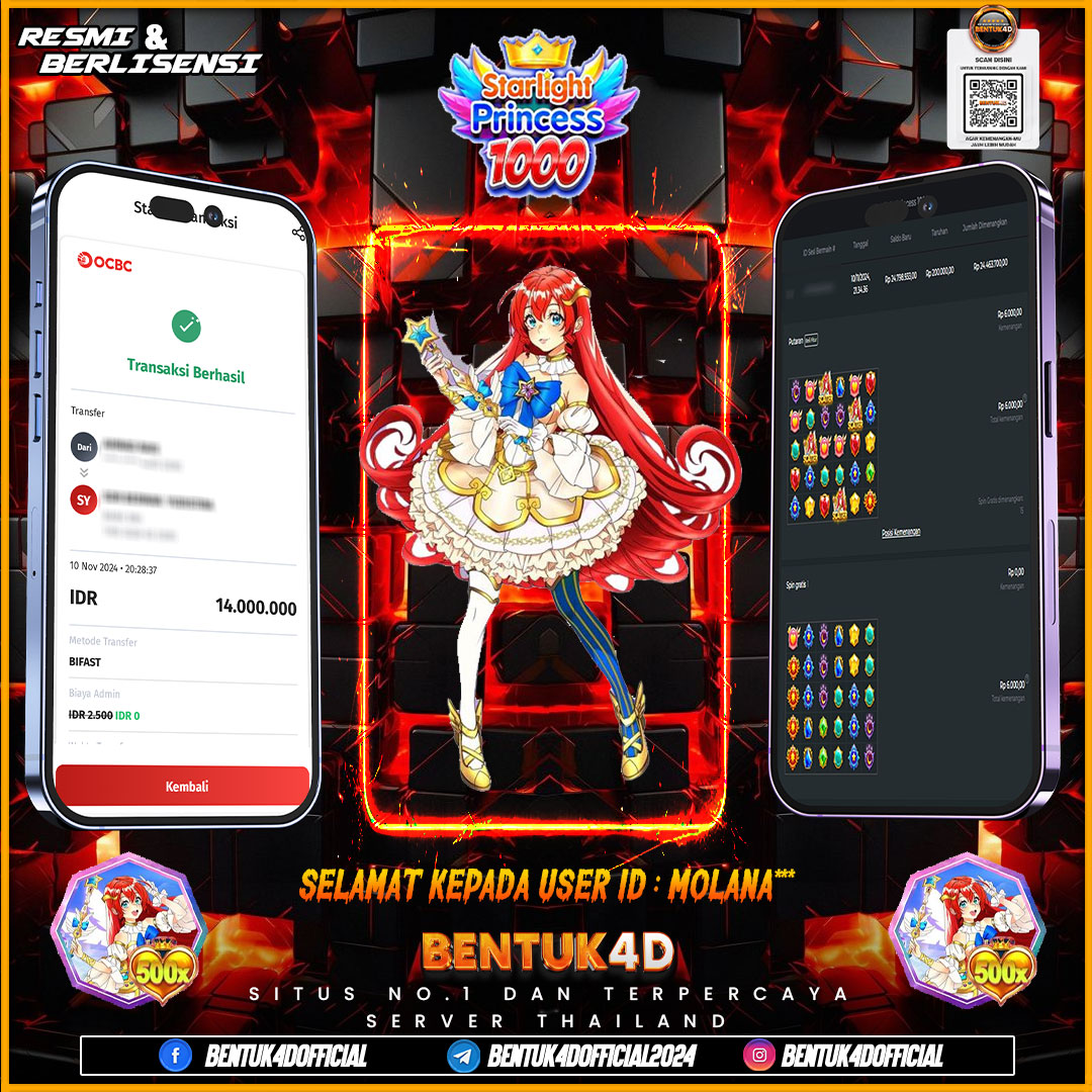 SELAMAT KEPADA USER ID : MOLANA*** ATAS KEMENANGAN SENSASIONALNYA DI BENTUK4D YA BOSKU !!!! MELEDAK JEDERR JEDERR !! BENTUK4D NI BOSKU BUKAN SEDOT WC!!!!
