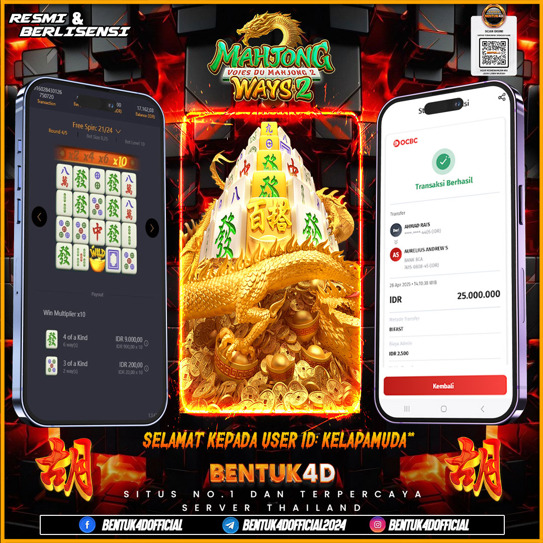 SELAMAT KEPADA USER ID : KELAPAMUDA** WD PAUS SEBESAR  Rp 25,000,000,- BUKTIKAN LANGSUNG BOSKU MAIN DI BENTUK4D !! LANGSUNG DI KASI MAXWIN !!!