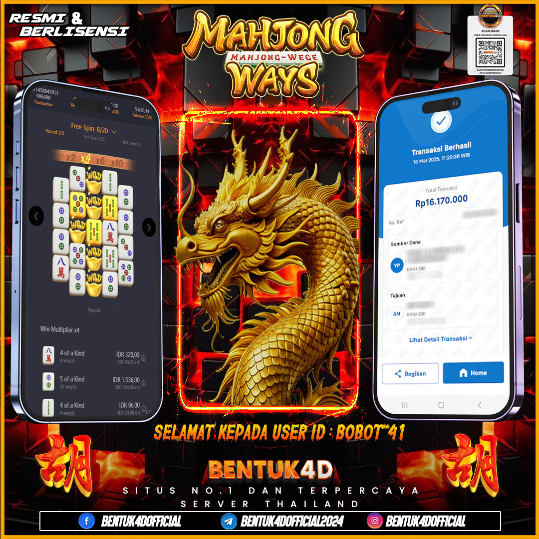 SELAMAT KEPADA USER ID : BOBOT**41 WD PAUS SEBESAR  Rp 16,170,000,- BUKTIKAN LANGSUNG BOSKU MAIN DI BENTUK4D !! LANGSUNG DI KASI MAXWIN !!!