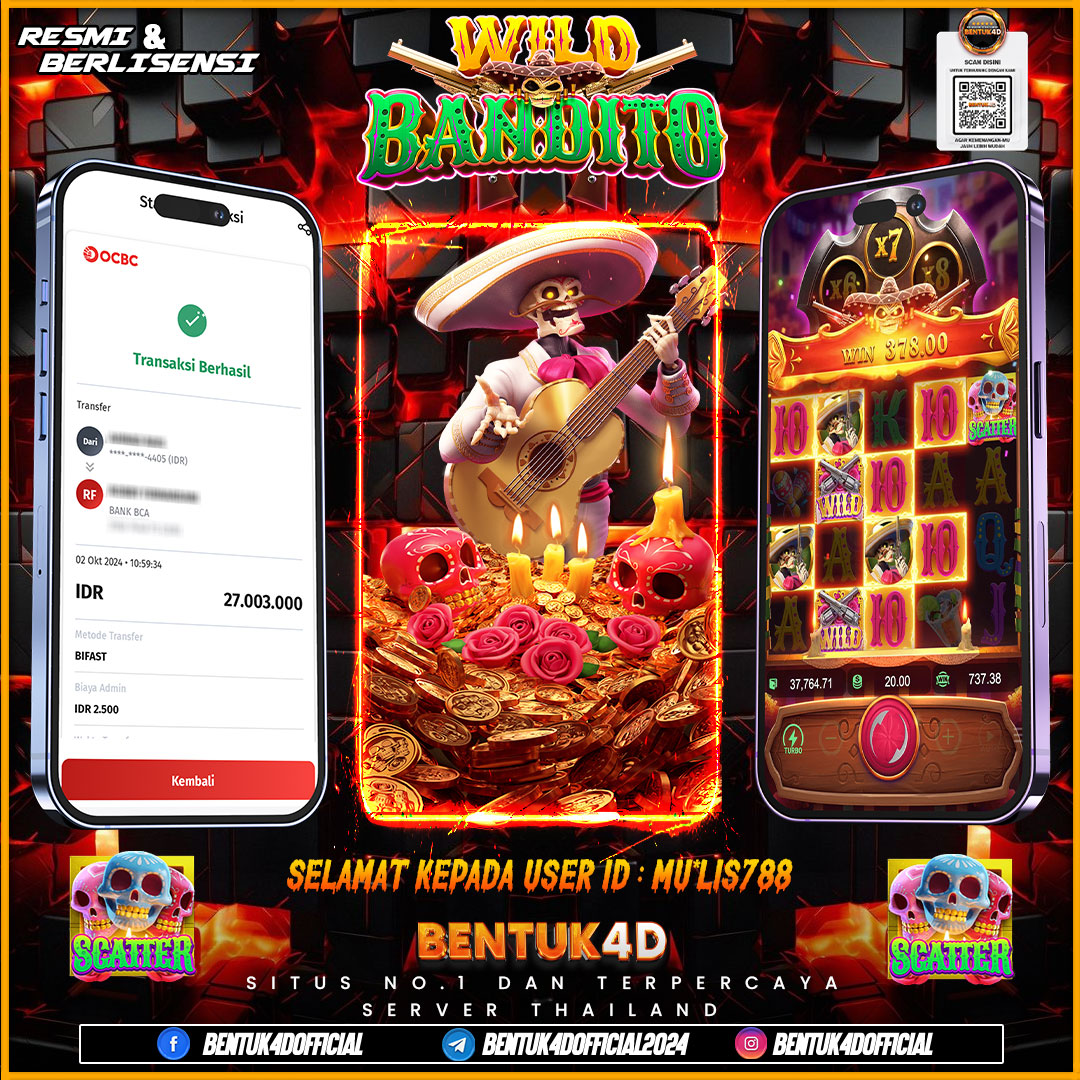 SELAMAT KEPADA USER ID : MU*LIS788  ATAS KEMENANGANYA DI BENTUK4D !!! GAS KAN BOSKU !!! DEPO RECEH JADI JUTAAN YA BOSKU!!! HANYA DI BENTUK4D YA BOSKU!!!