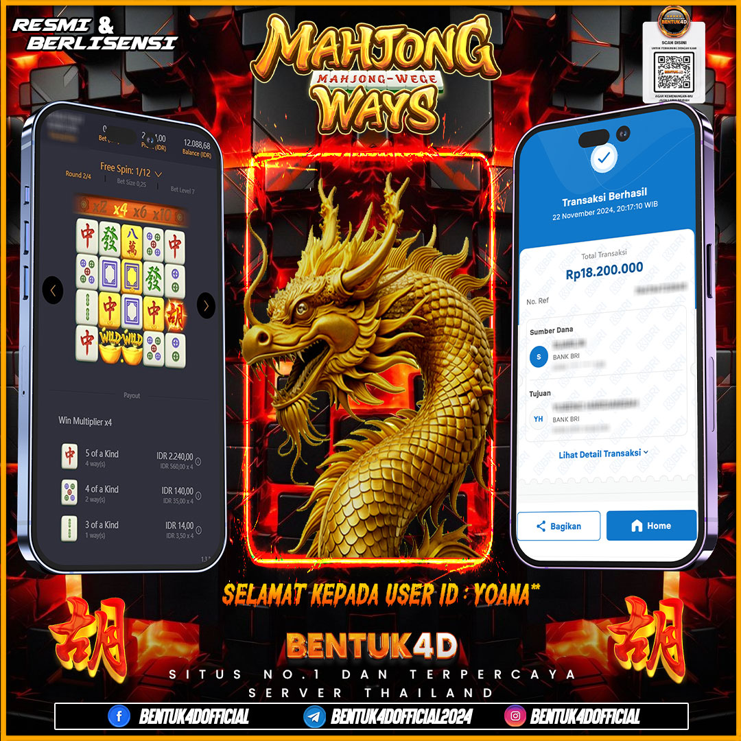 SELAMAT KEPADA USER ID : YOANA** ATAS KEMENANGAN Rp18,200,000,- JUTA NYA DI BENTUK4D YA BOSKU !!!! MELEDAK JEDERR JEDERR !! BENTUK4D NI BOSKU BUKAN SEDOT WC!!!!