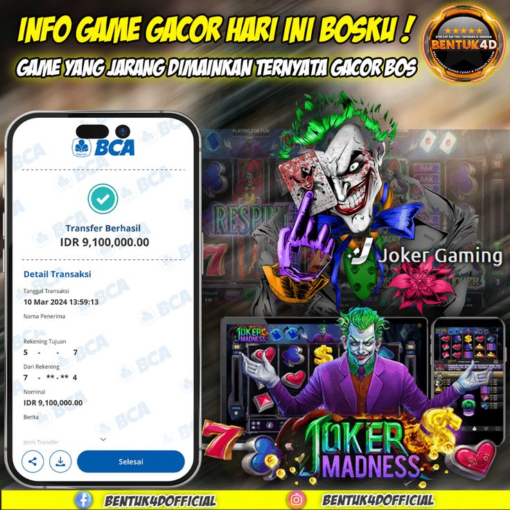 BENTUK4D JACKPOT SLOT JOKER MADNESS Rp9.100.000,- LUNAS