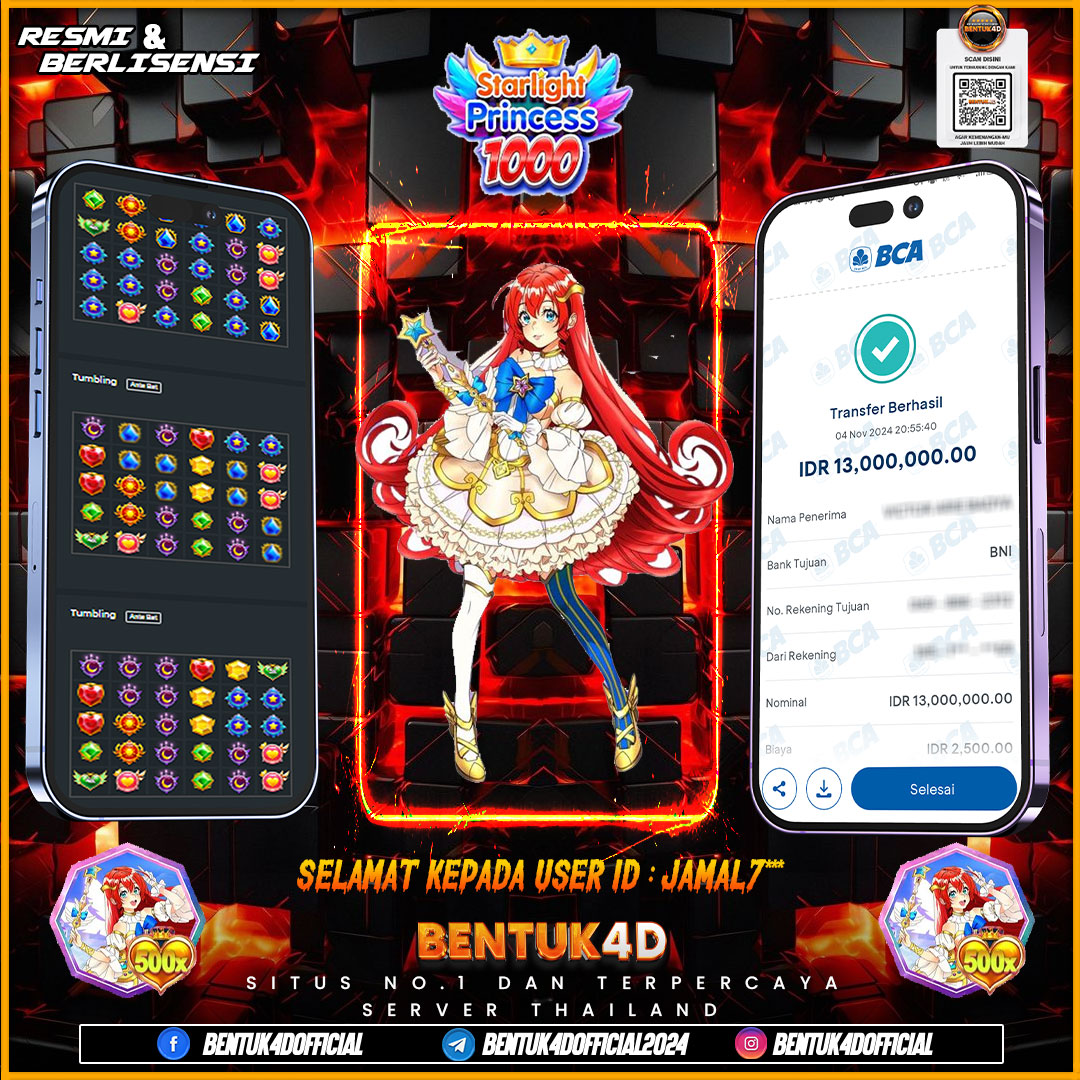SELAMAT KEPADA USER ID : JAMAL7*** ATAS KEMENANGAN GACORNYA DI BENTUK4D YA BOSKU !!!! DANNN JANGAN LUPA BOSKU BACA PROMOSI BNYAK EVENT MENARIK YANG MENGUNTUNGKAN DI BENTUK4D YA BOSKU!!!!