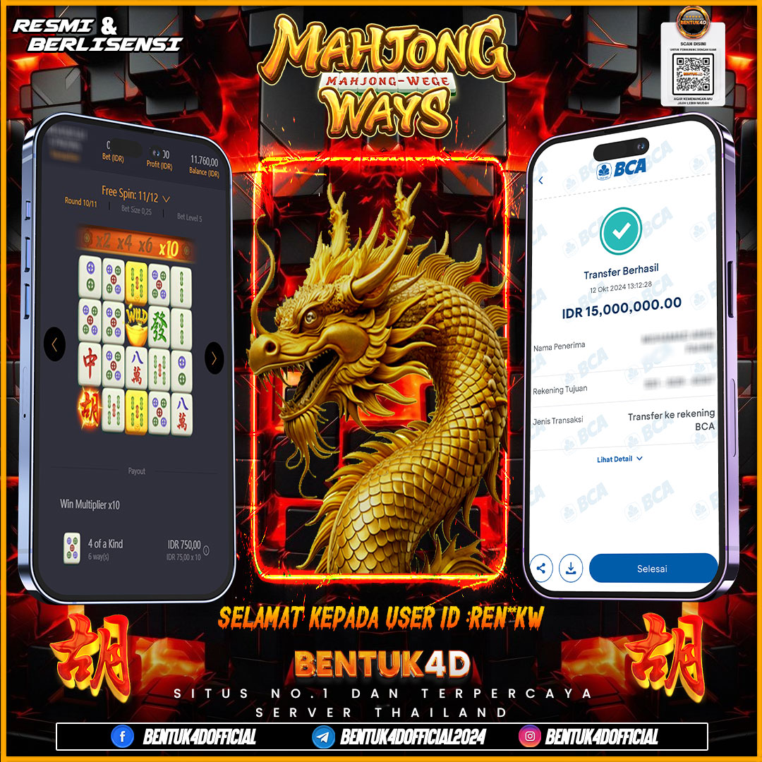 SELAMAT KEPADA USER ID : REN**KW ATAS KEMENANGAN BESARNYA DI BENTUK4D !!!! RASAKAN SENSASI EVENT FREESPIN NYA BOSKU !!!!  JIKA MENDAPATKAN FREESPIN STOP DAN SCREENSHOT DAHULU KIRIM KE ADMIN KITA !!! JAMINN CAERRRRR LAGI LAGI!!!!!!!