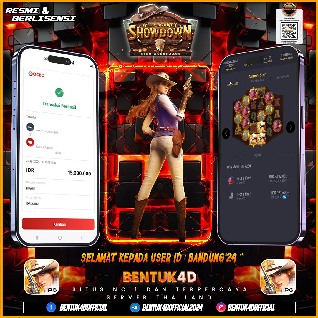 SELAMAT KEPADA USER ID : BANDUNG**24** WD PAUS SEBESAR  Rp 15,000,000,- BUKTIKAN LANGSUNG BOSKU MAIN DI BENTUK4D !! LANGSUNG DI KASI MAXWIN !!!