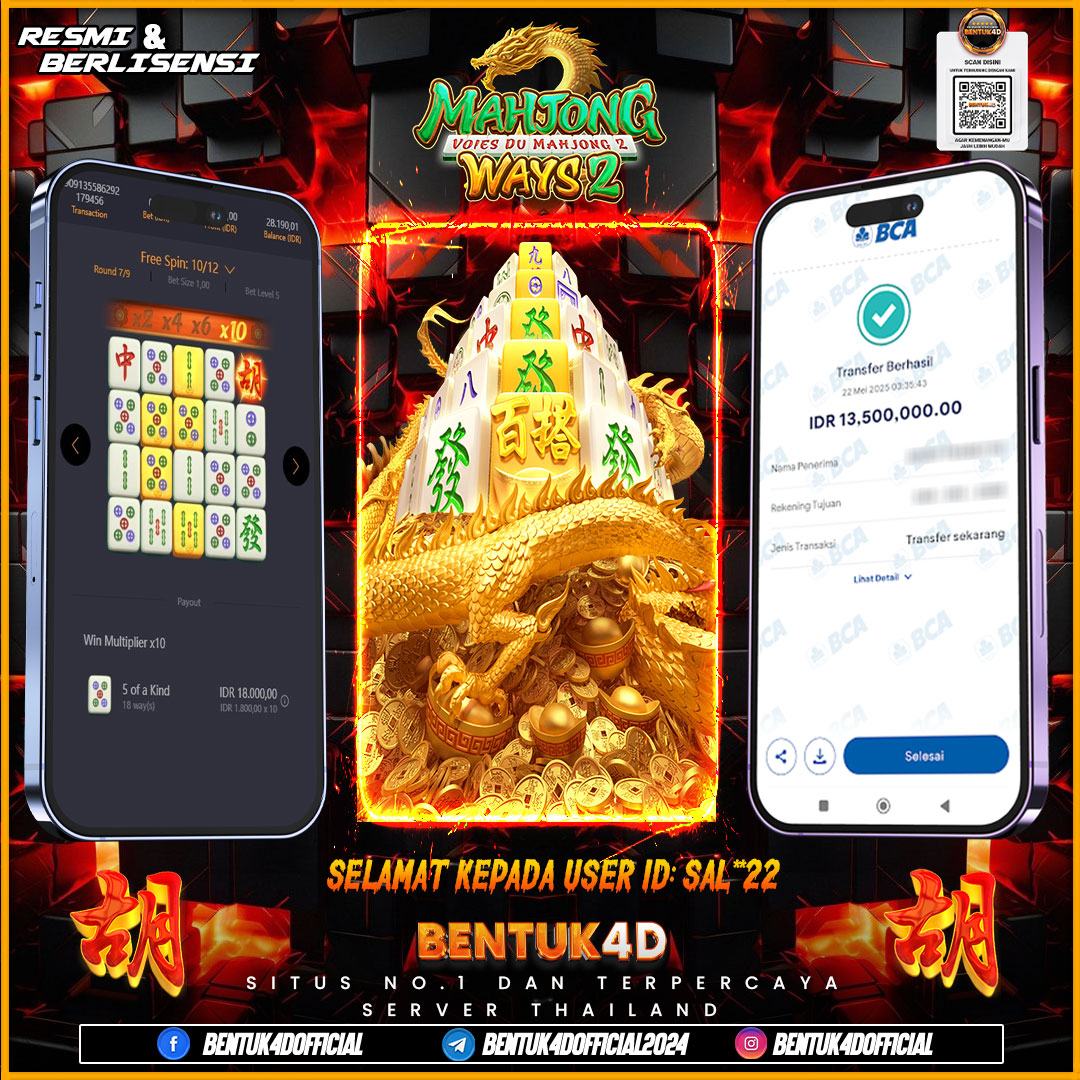 SELAMAT KEPADA USER ID : SAL**22 WD PAUS SEBESAR  Rp 13,500,000,- BUKTIKAN LANGSUNG BOSKU MAIN DI BENTUK4D !! LANGSUNG DI KASI MAXWIN !!!