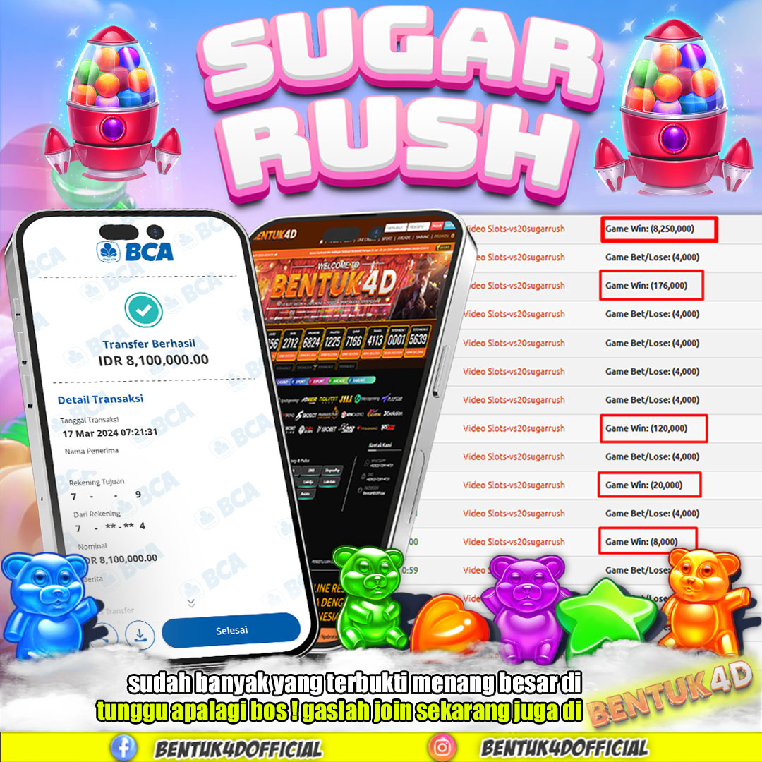 SUGAR RUSH BENTUK4D NGAGETIN MEMBER BARU Rp8,100,000,- CHAIRR