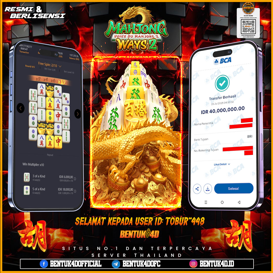 SELAMAT KEPADA USER ID : TOBUR**448 WD PAUS SEBESAR Rp 40,000,000,- BUKTIKAN LANGSUNG BOSKU MAIN DI BENTUK4D !! LANGSUNG DI KASI MAXWIN !!!