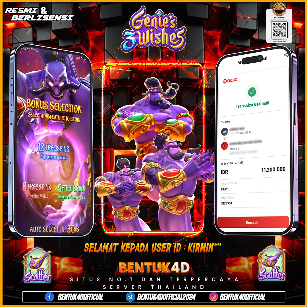 SELAMAT KEPADA USER ID : KARMIN*** ATAS KEMENANGAN DI BENTUK4D YA BOSKU !!! MODAL MINIM BISA MAXWIN!!! HANYA DI BENTUK4D BOSKU!!!