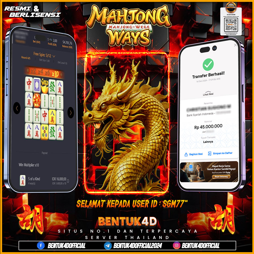 DESEMBER PENUH KEMENANGAN !!! SELAMAT KEPADA USER ID : SGM77** ATAS KEMENANGAN Rp45,000,000,- JUTA DI BENTUK4D !!! BULANN BARU SENSASI BARU DI BENTUK4D BOSKU !! 