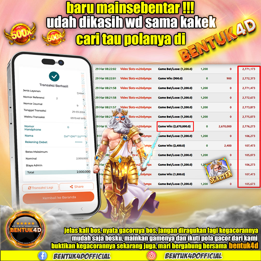 PAGI PAGI HOKI! DEPO 100K, 7 MENIT AJA UDA WD Rp2,000,000,- GILAK!