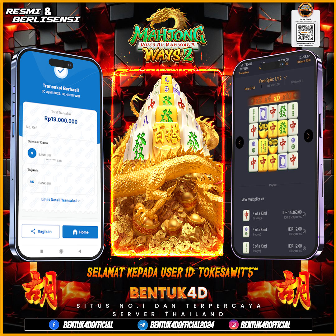 SELAMAT KEPADA USER ID : TOKESAWIT*5** WD PAUS SEBESAR  Rp 10,000,000,- BUKTIKAN LANGSUNG BOSKU MAIN DI BENTUK4D !! LANGSUNG DI KASI MAXWIN !!!