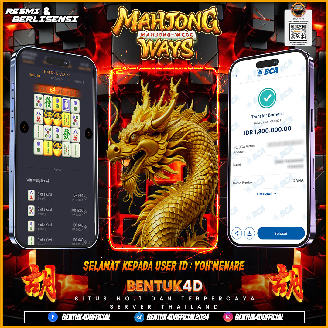 SELAMAT KEPADA USER ID : YOH*MENARE ATAS KEMENANGANYA DI BENTUK4D !!! BERAWAL COBA2 BERUJUNG SETIA !!! ITULAHH BENTUK4D !! SUKA NGASIH KEJUTAN TANPA PANDANG BULU !!!