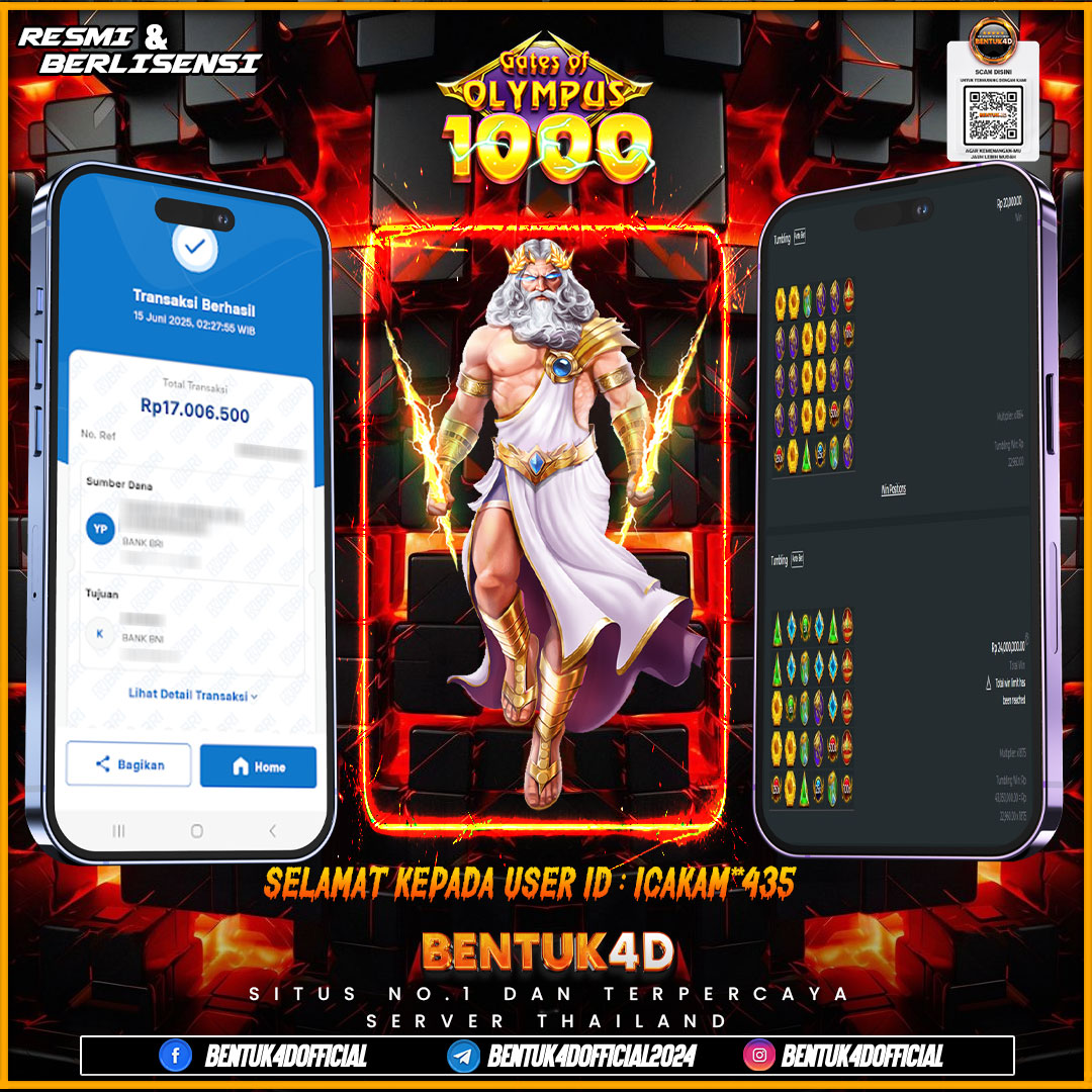 SELAMAT KEPADA USER ID : ICAKAM**435 WD PAUS SEBESAR  Rp 17,006,500,- BUKTIKAN LANGSUNG BOSKU MAIN DI BENTUK4D !! LANGSUNG DI KASI MAXWIN !!!