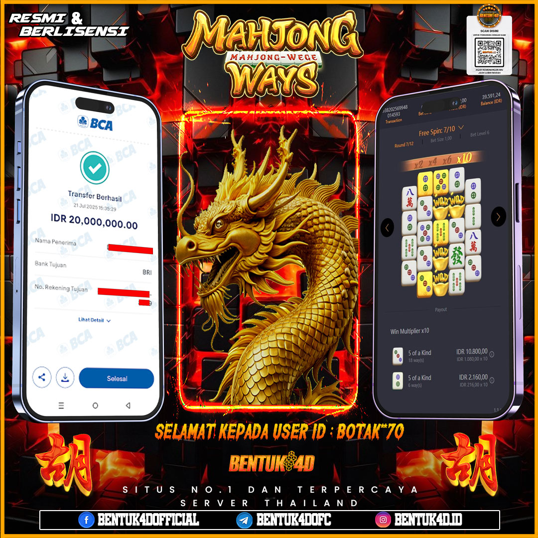 SELAMAT KEPADA USER ID : BOTAK**70 WD PAUS SEBESAR Rp 20,000,000,- BUKTIKAN LANGSUNG BOSKU MAIN DI BENTUK4D !! LANGSUNG DI KASI MAXWIN !!!
