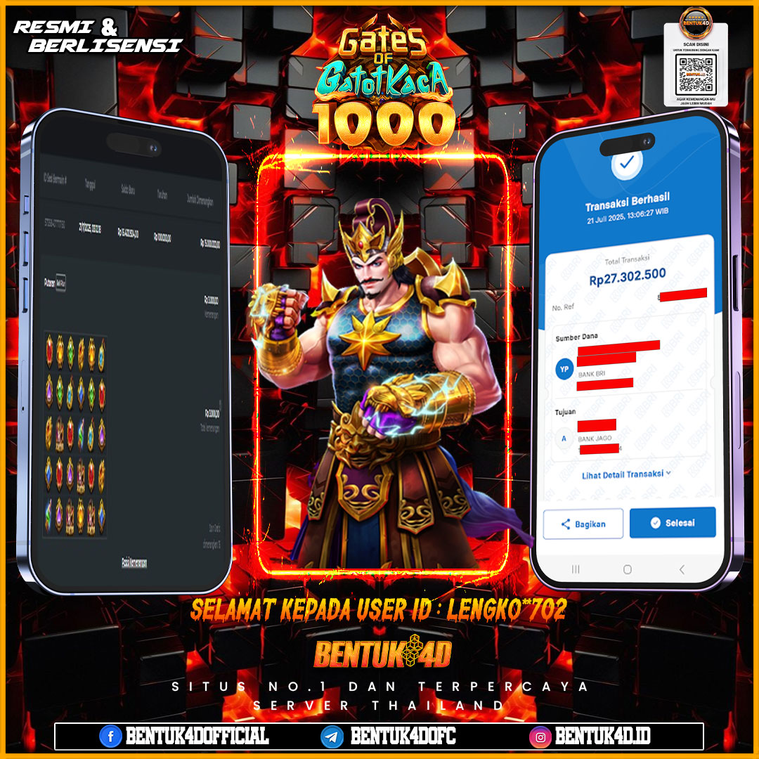 SELAMAT KEPADA USER ID : LENGKO**702 WD PAUS SEBESAR Rp 27,302,500,- BUKTIKAN LANGSUNG BOSKU MAIN DI BENTUK4D !! LANGSUNG DI KASI MAXWIN !!!