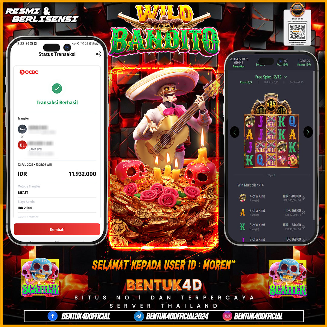 SELAMAT KEPADA USER ID : MOREN** WD PAUS SEBESAR  Rp11,932,000,- BUKTIKAN LANGSUNG BOSKU MAIN DI BENTUK4D !! LANGSUNG DI KASI MAXWIN !!!
