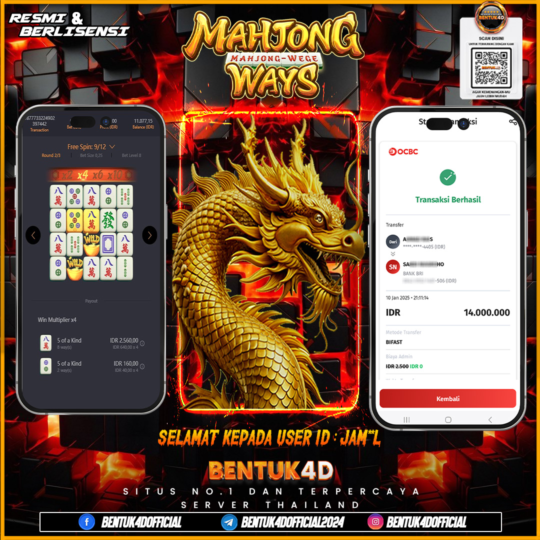 SELAMAT KEPADA USER ID : JAM**L TELAH MENDARAT WD KE REKENING SEBESAR Rp14,000,000,- , KEMENAGAN UNTUK HARI WEEKEND , SEKARANG GILIRAN ANDA UNTUK CARI TAMBAHAN DANA WEEKEND DI BENTUK4D !!