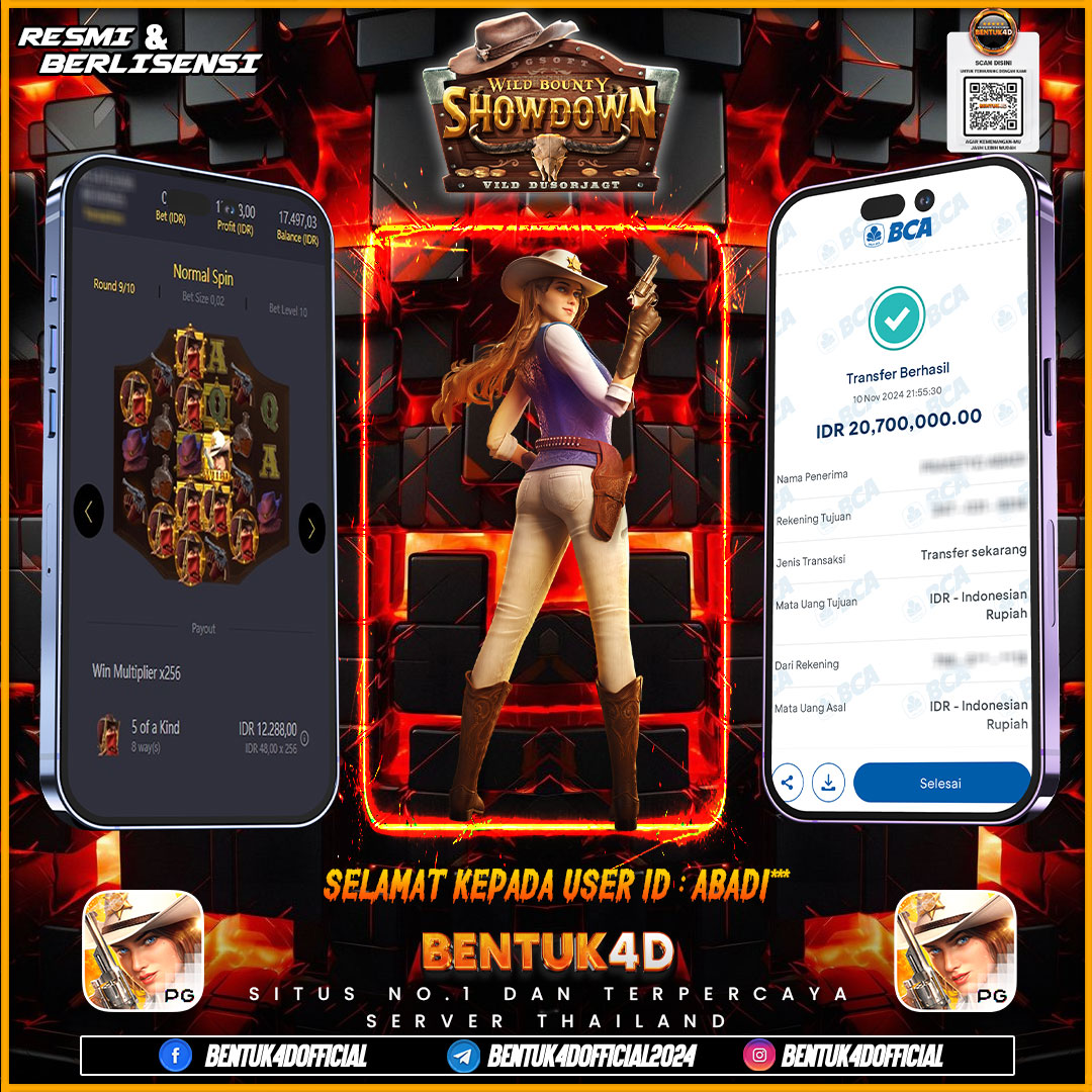 SELAMAT KEPADA USER ID : ABADI*** ATAS KEMENANGAN SENSASIONALNYA DI BENTUK4D YA BOSKU !!!! MELEDAK JEDERR JEDERR !! BENTUK4D NI BOSKU BUKAN SEDOT WC!!!!