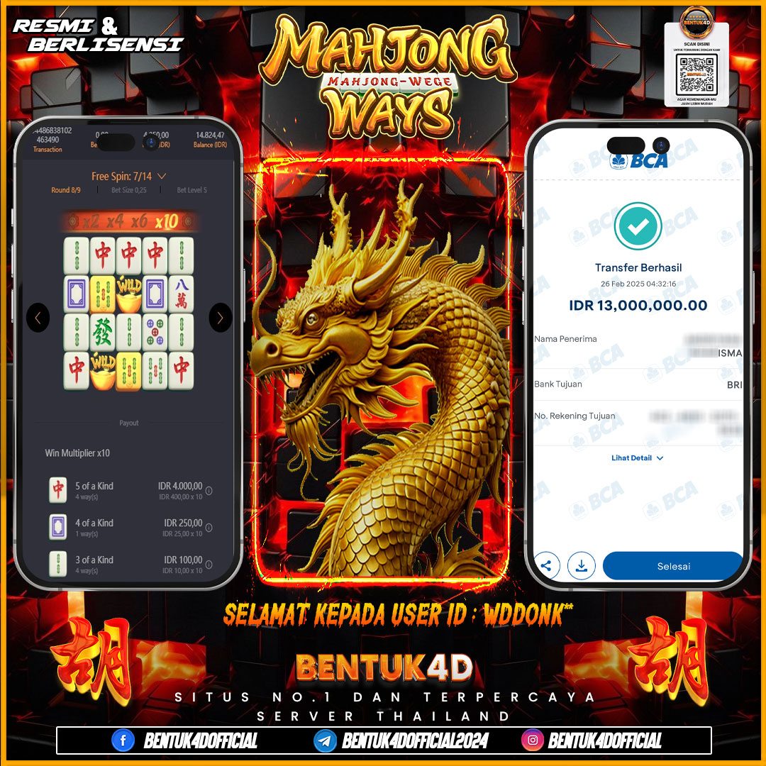 SELAMAT KEPADA USER ID : WDDONK** WD PAUS SEBESAR  Rp 13,000,000,- BUKTIKAN LANGSUNG BOSKU MAIN DI BENTUK4D !! LANGSUNG DI KASI MAXWIN !!!