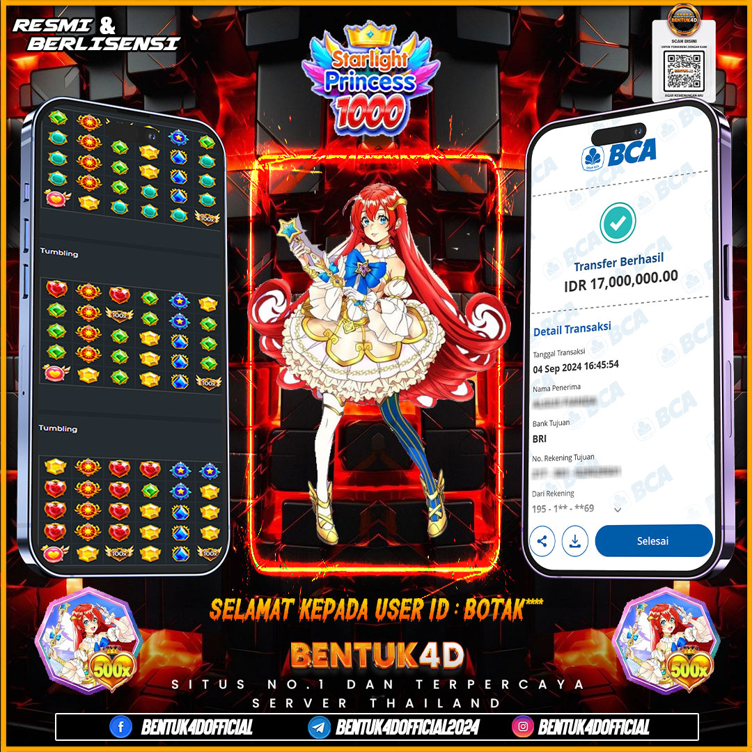 SELAMAT KEPADA USER ID : BOTAK**** ATAS KEMENANGAN DI BENTUK4D YA BOSKU !!! EMANG ADA YANG SEGACOR BENTUK4D BOSKU !!!! TANPA PANDANG BULU BOSKU !!!!