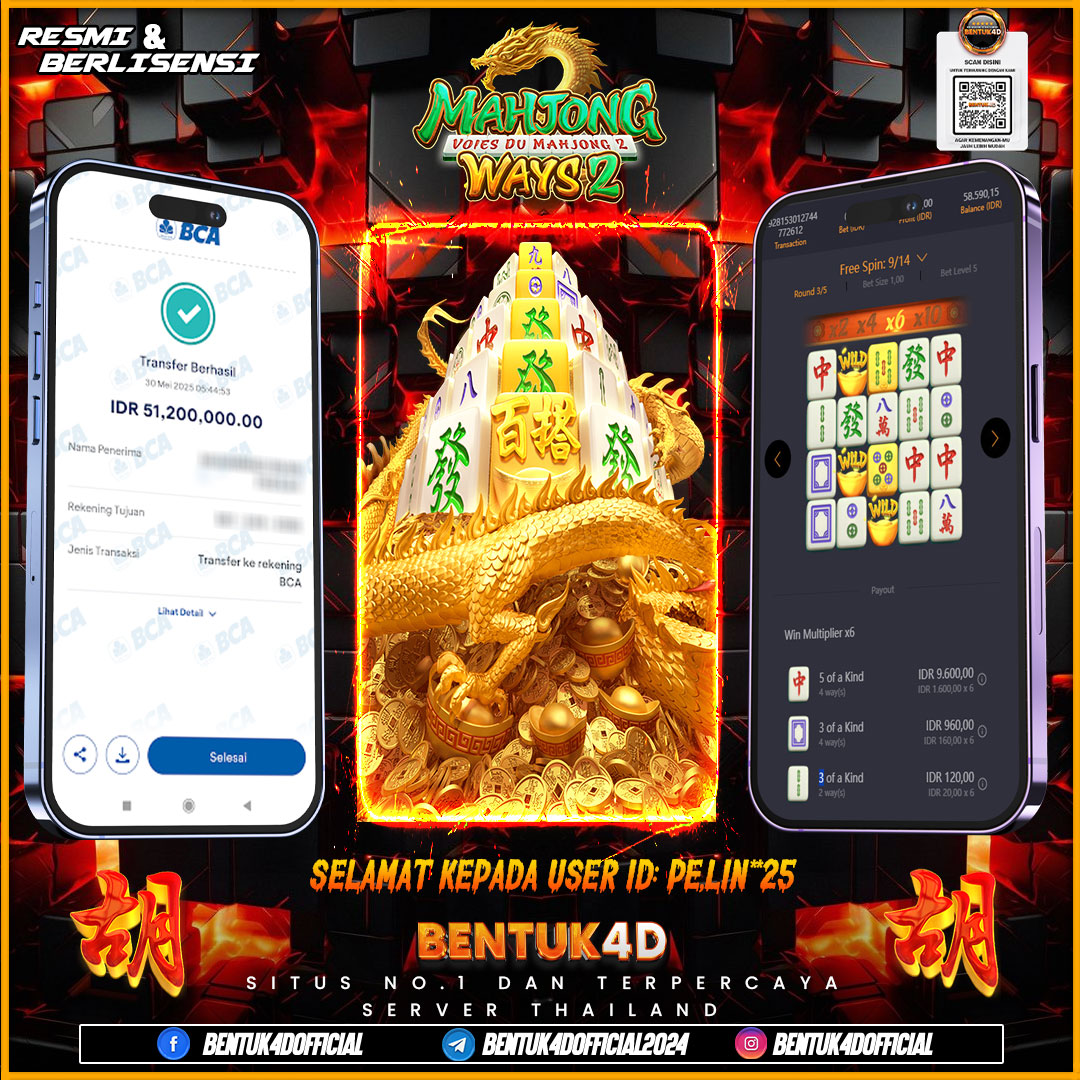 SELAMAT KEPADA USER ID : PELIN**25 WD PAUS SEBESAR  Rp 51,200,000,- BUKTIKAN LANGSUNG BOSKU MAIN DI BENTUK4D !! LANGSUNG DI KASI MAXWIN !!!