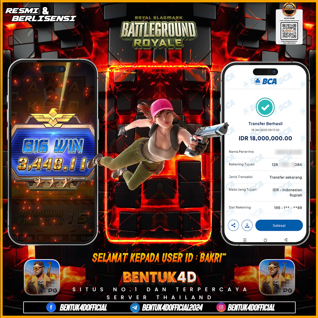 SELAMAT KEPADA USER ID : BAKRI** WD SEBESAR  Rp18,000,000,- ,!!!  GAME ASIK GAME GACOR CUMA DI BENTUK4D !!!