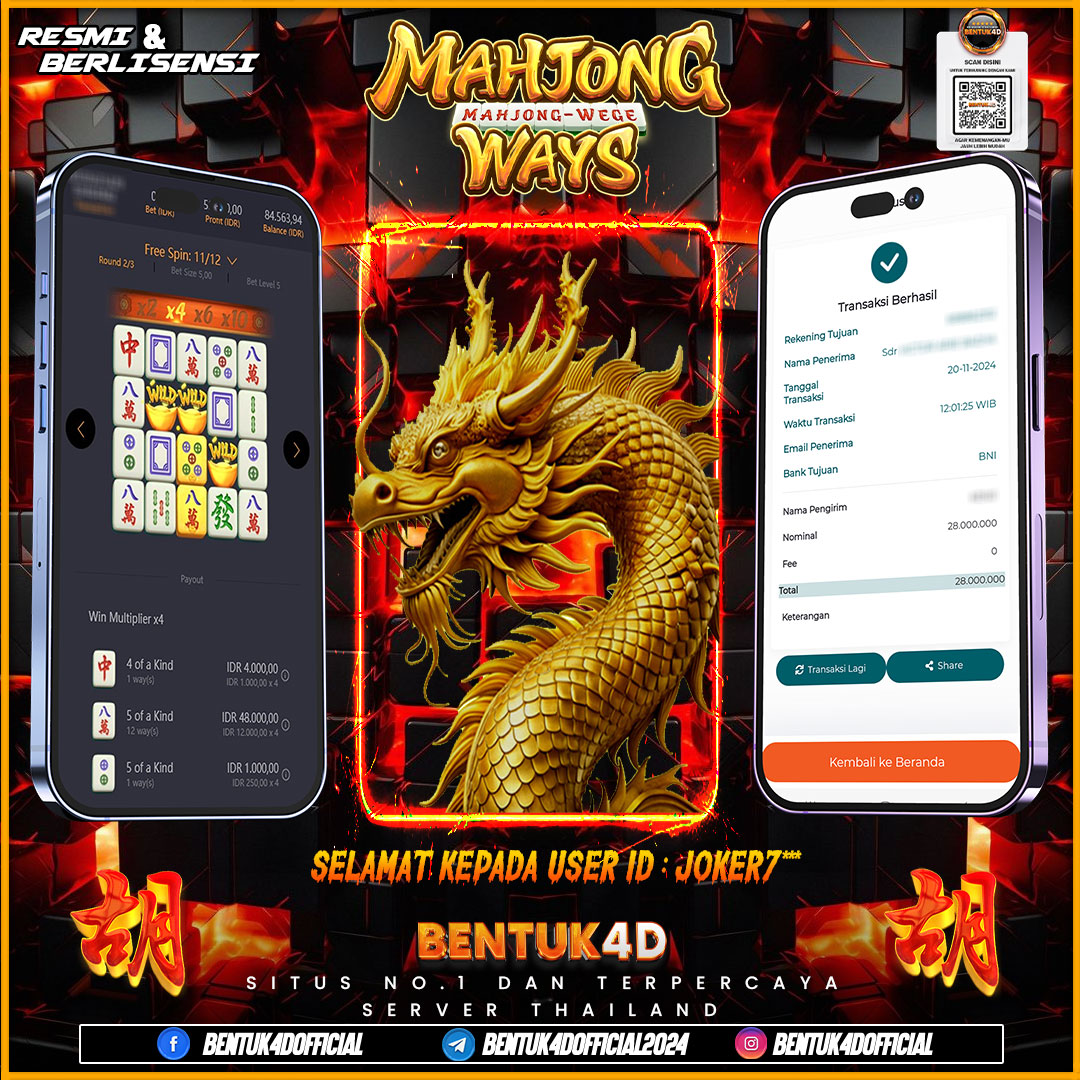 SELAMAT KEPADA USER ID : JOKER7*** ATAS KEMENANGAN Rp28,000,000,- JUTA NYA DI BENTUK4D YA BOSKU !!!! MELEDAK JEDERR JEDERR !! BENTUK4D NI BOSKU BUKAN SEDOT WC!!!!