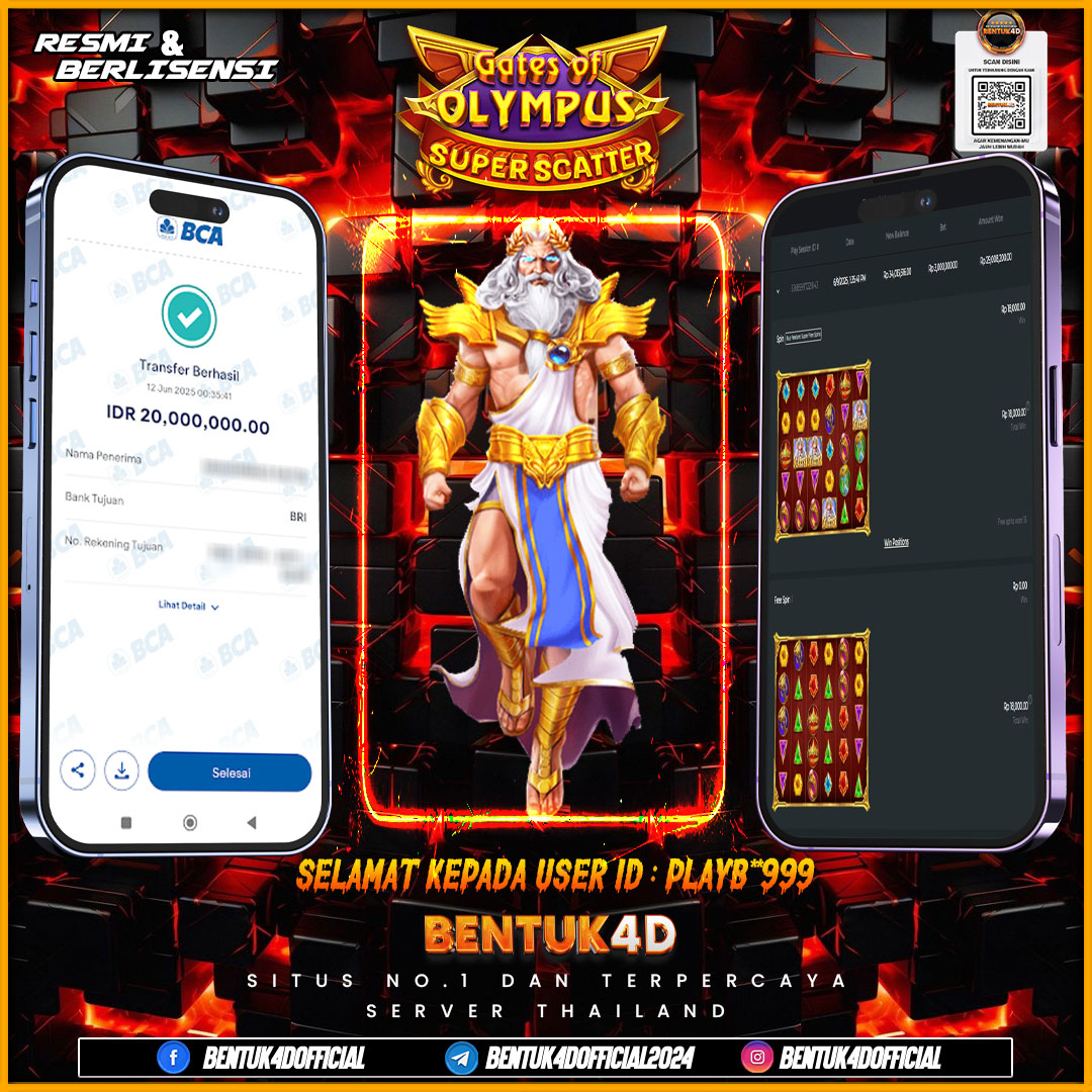 SELAMAT KEPADA USER ID : PLAYB**999 WD PAUS SEBESAR  Rp 20,000,000,- BUKTIKAN LANGSUNG BOSKU MAIN DI BENTUK4D !! LANGSUNG DI KASI MAXWIN !!!