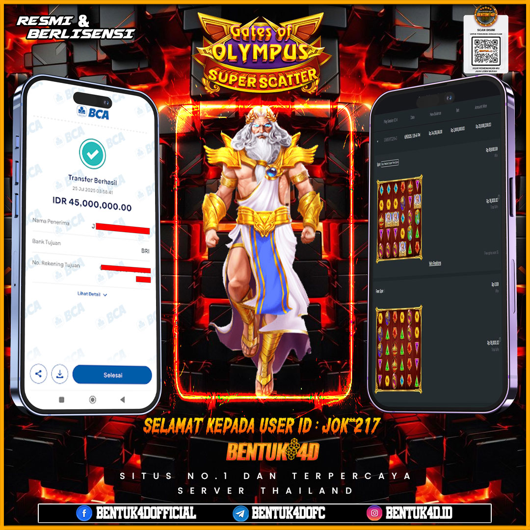 SELAMAT KEPADA USER ID : JOK**217 WD PAUS SEBESAR Rp 45,000,000,- BUKTIKAN LANGSUNG BOSKU MAIN DI BENTUK4D !! LANGSUNG DI KASI MAXWIN !!!
