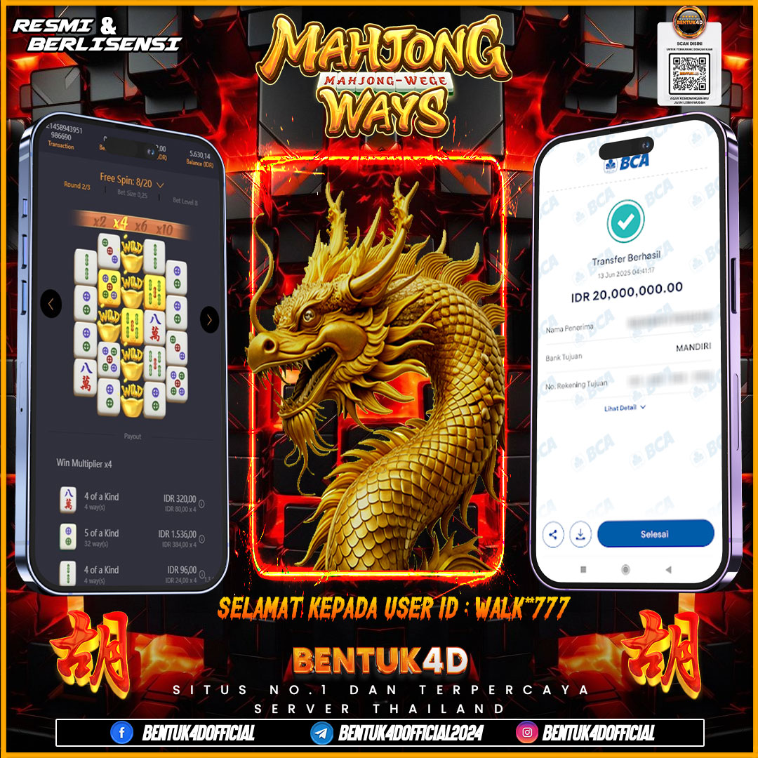 SELAMAT KEPADA USER ID : WALK**777 WD PAUS SEBESAR  Rp 20,000,000,- BUKTIKAN LANGSUNG BOSKU MAIN DI BENTUK4D !! LANGSUNG DI KASI MAXWIN !!!