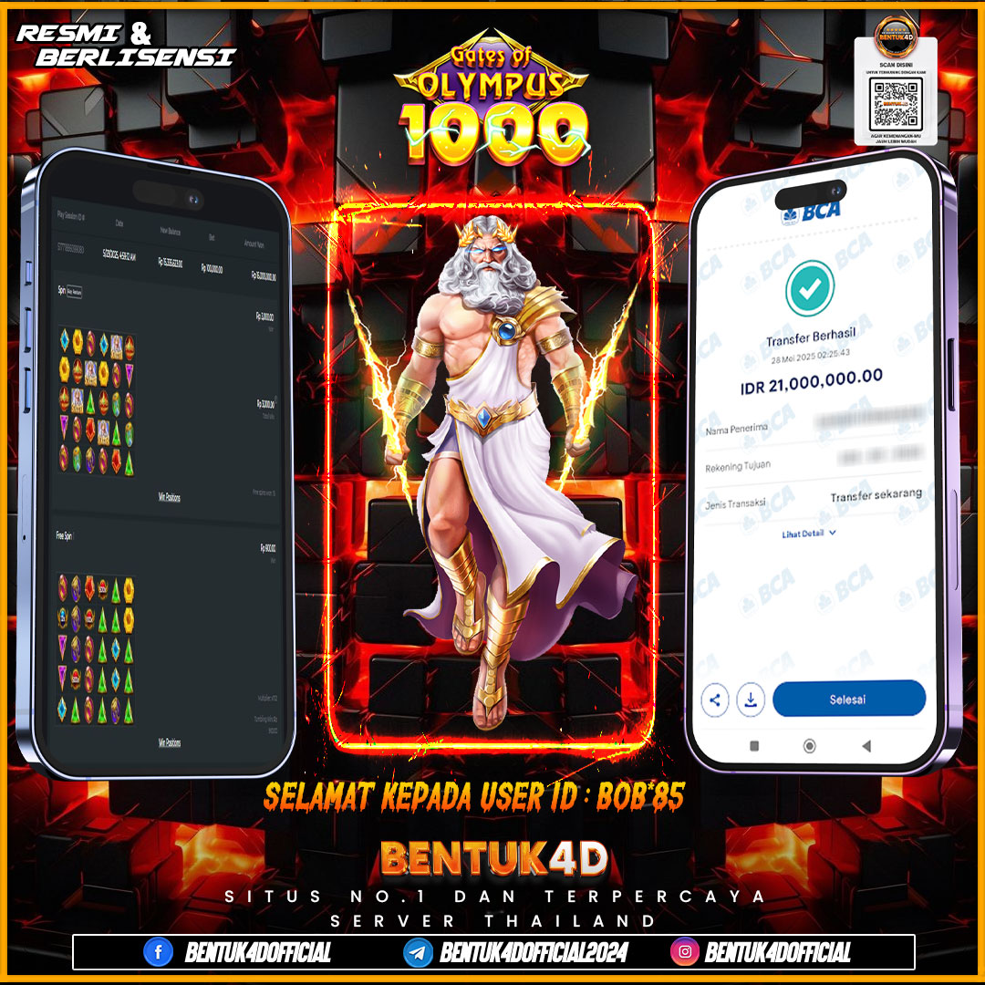 SELAMAT KEPADA USER ID : BOB*85 WD PAUS SEBESAR  Rp 21,000,000,- BUKTIKAN LANGSUNG BOSKU MAIN DI BENTUK4D !! LANGSUNG DI KASI MAXWIN !!!