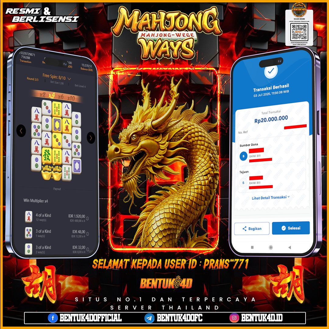 SELAMAT KEPADA USER ID : PRANS**771 WD PAUS SEBESAR Rp 20,000,000,- BUKTIKAN LANGSUNG BOSKU MAIN DI BENTUK4D !! LANGSUNG DI KASI MAXWIN !!!