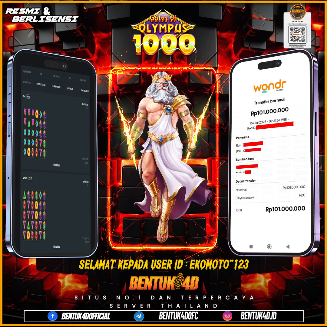 SELAMAT KEPADA USER ID : EKOMOTO**123 WD PAUS SEBESAR Rp 101,000,000,- BUKTIKAN LANGSUNG BOSKU MAIN DI BENTUK4D !! LANGSUNG DI KASI MAXWIN !!!