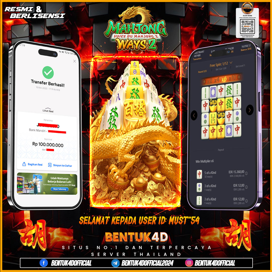 SELAMAT KEPADA USER ID : MUST**54 WD PAUS SEBESAR  Rp 100,000,000,- BUKTIKAN LANGSUNG BOSKU MAIN DI BENTUK4D !! LANGSUNG DI KASI MAXWIN !!!
