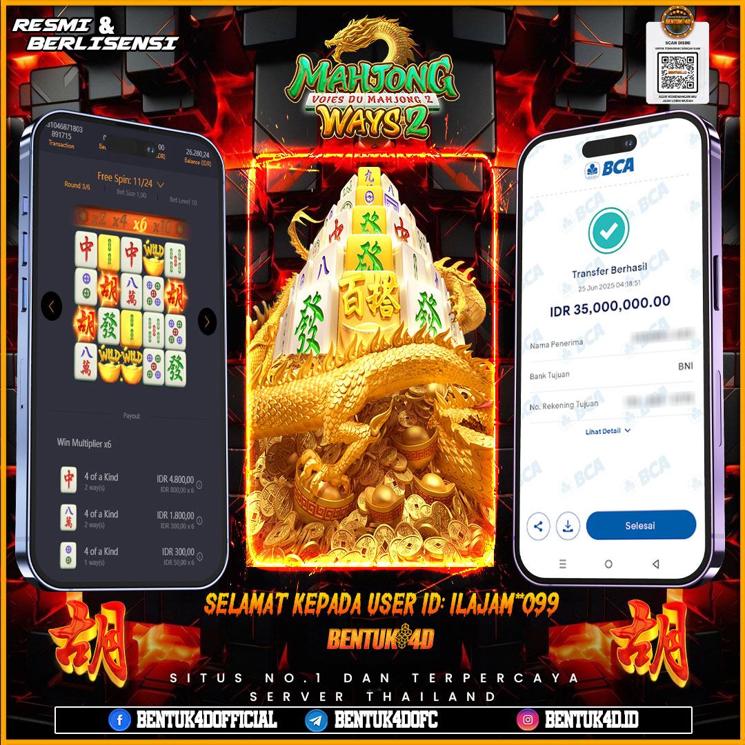 SELAMAT KEPADA USER ID : ILAJAM**099 WD PAUS SEBESAR Rp 35,000,000,- BUKTIKAN LANGSUNG BOSKU MAIN DI BENTUK4D !! LANGSUNG DI KASI MAXWIN !!!