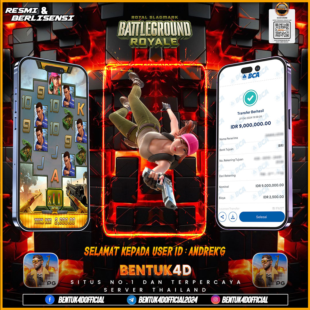 SELAMAT KEPADA USER ID : ANDREK*G ATAS KEMENANGAN GACORNYA DI BENTUK4D YA BOSKU !!!! DANNN JANGAN LUPA BOSKU BACA PROMOSI BNYAK EVENT MENARIK YANG MENGUNTUNGKAN DI BENTUK4D YA BOSKU!!!!