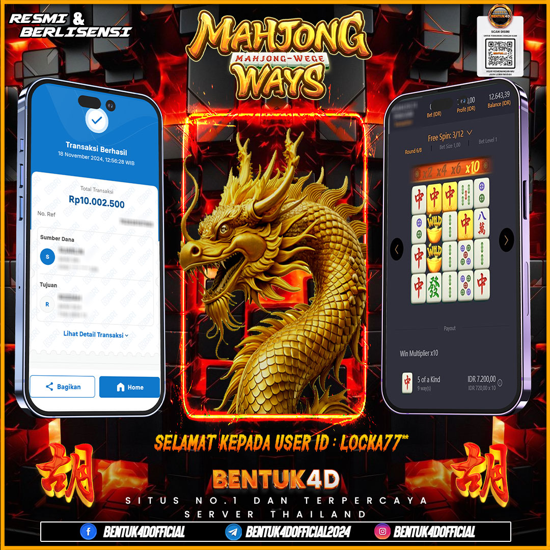 SELAMAT KEPADA USER ID : LOCKA77** ATAS KEMENANGAN Rp10,002,500,- JUTA NYA DI BENTUK4D YA BOSKU !!!! MELEDAK JEDERR JEDERR !! BENTUK4D NI BOSKU BUKAN SEDOT WC!!!!