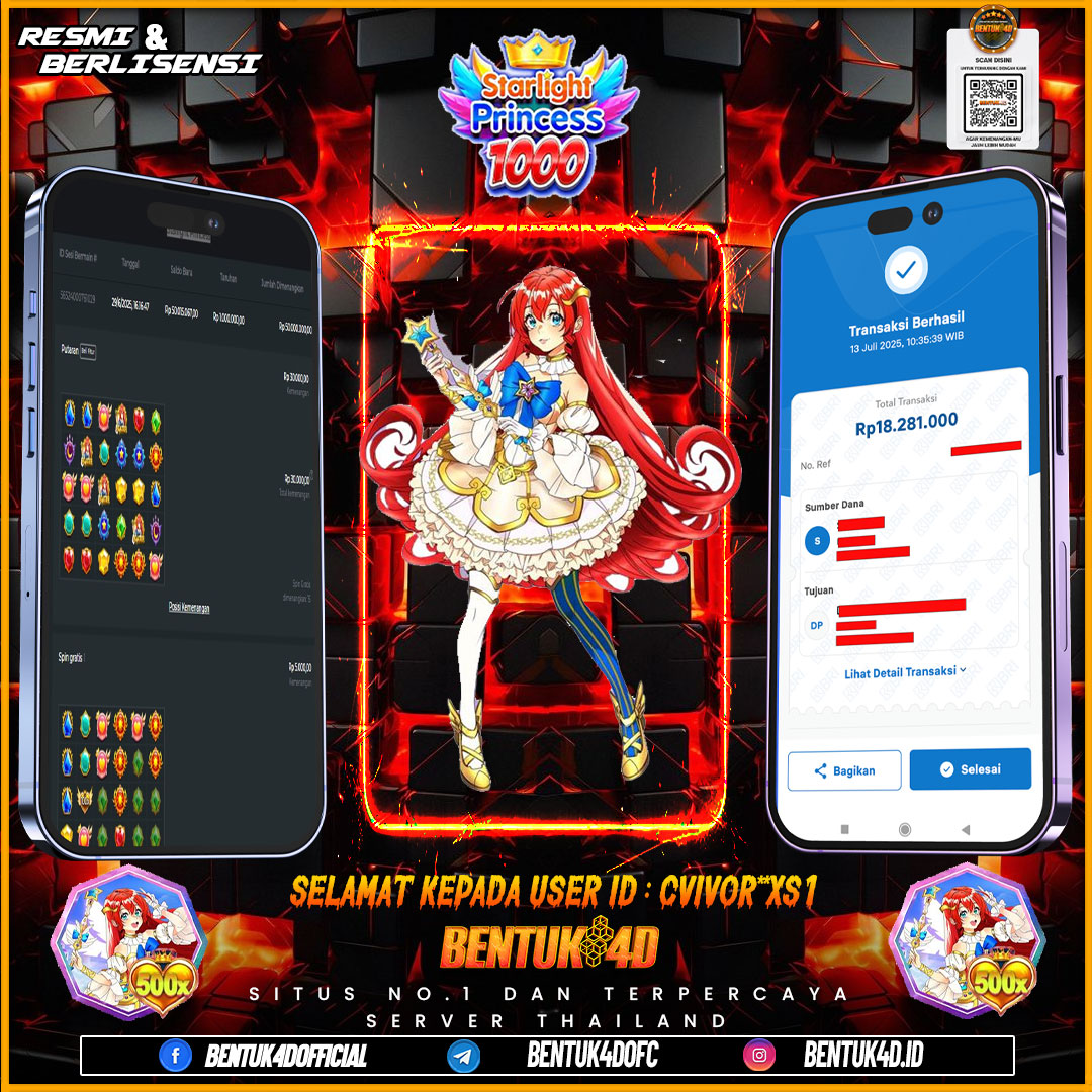 SELAMAT KEPADA USER ID : CVIVOR**XS1 WD PAUS SEBESAR Rp 18,281,000,- BUKTIKAN LANGSUNG BOSKU MAIN DI BENTUK4D !! LANGSUNG DI KASI MAXWIN !!!