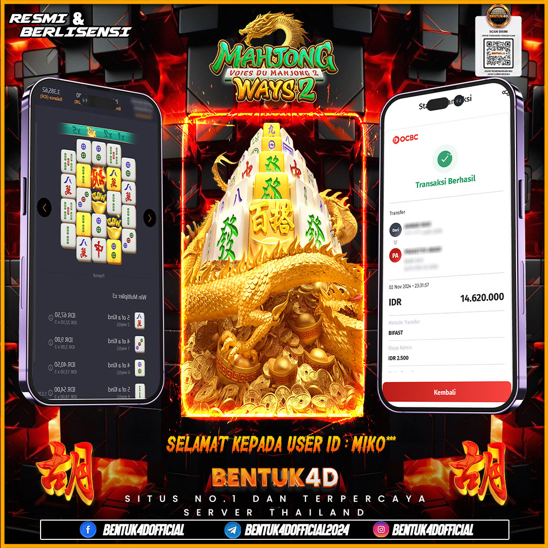 SELAMAT KEPADA USER ID : MIKO*** ATAS KEMENANGAN GACORNYA DI BENTUK4D YA BOSKU !!!! BULAN NOVEMBER PENUH EVENT MENARIK DI BENTUK4D !! JANGAN SAMPAI KELEWATAN YA BOSKU !! BACA TERUS KOLOM PROMOSINYA !!