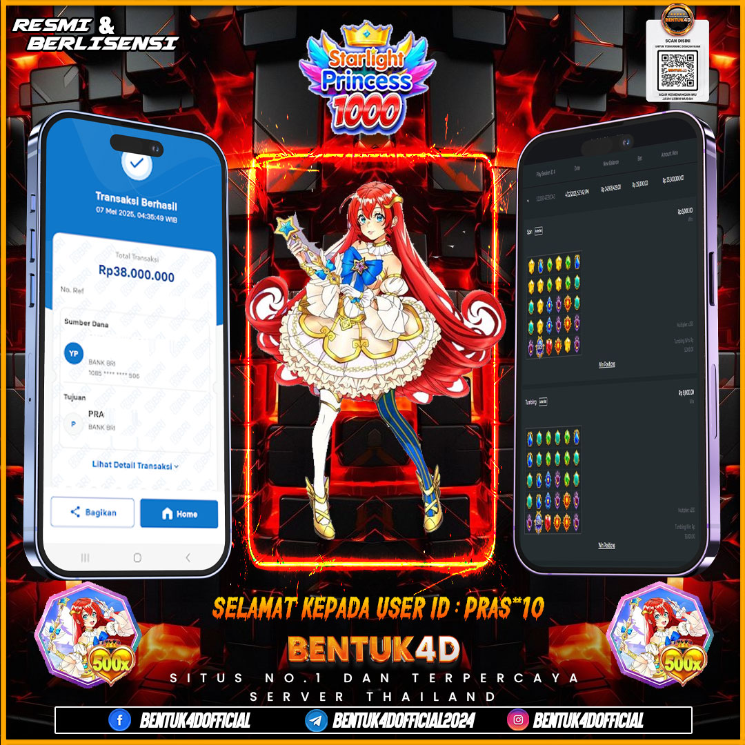 SELAMAT KEPADA USER ID : PRAS**10 WD PAUS SEBESAR  Rp 38,000,000,- BUKTIKAN LANGSUNG BOSKU MAIN DI BENTUK4D !! LANGSUNG DI KASI MAXWIN !!!